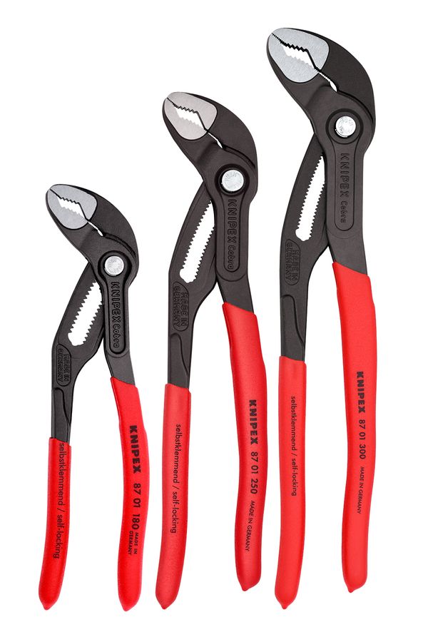 Knipex® 002006US1 - Cobra™ 3-piece 7-1/4 to 12 V-Jaws Dipped Handle  Tongue & Groove Pliers Set 