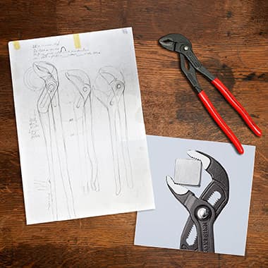KNIPEX Cobra: draft drawing and product photo
