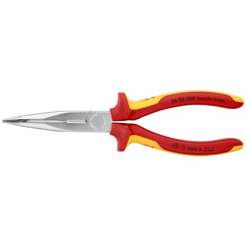 KNIPEX Tools - Long Nose Pliers With Cutter, 40 Degree Angled (2621200), 8  inches - Needle Nose Pliers 