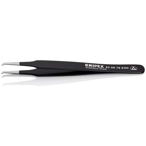 Knipex ESD Stainless Steel Positioning Tweezers, Angled, 4.75 Medium Tip