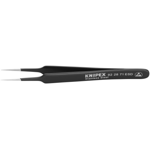 Knipex ESD Stainless Steel Positioning Tweezers, Angled, 4.75 Small Tip