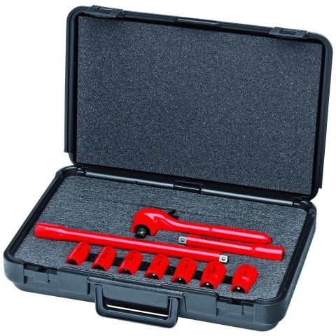 8 Pc Open End Wrench Set, SAE-1000V Insulated | KNIPEX Tools