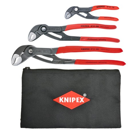 KNIPEX Herramientas - Juego de 2 alicates Cobra (87 01 180 y 87 01 250)  (003120V01US) y pelacables forjados 72 8, 8 pulgadas